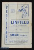 1956/57 Linfield v Heart of Midlothian friendly match programme; photo inside with the Hearts team