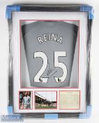 Signed Liverpool Goalkeeper FC Home replica Football Shirt in red, signed to the reverse, Reina No.