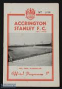 1961/62 Accrington Stanley v Carlisle Utd Div 4 match programme 9 September 1961; good. (1)