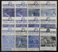 1936-1974 Inter-Services Rugby Programmes (12): All at Twickenham, R Navy v RAF 1936, 56, 57, 59,