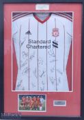 2010/11 Multi-Signed Liverpool FC Away Replica Football Shirt in white, finely presented and
