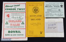 1947 Irish Interest etc Rugby Programmes plus (5): Ireland away at Wales (Swansea), with crisp clean