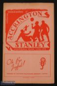 1951/52 Accrington Stanley v Carlisle Utd Div. 3 (N) programme; fair/good. (1)
