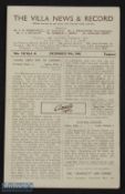 1946/47 Aston Villa v Leeds Utd Div. 1 match programme 14 December 1946, 4 pager; fair. (1)