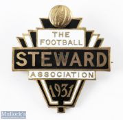 1931 The Football Association Steward Enamel Badge - with makers mark on back - Denton & Down