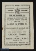 1951/52 Crook Town v Sunderland programme 17 September 1951 (official reopening of Millfield