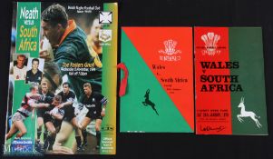 S African Connection Rugby Items (3+): Fine dinner menu, programme & cuttings from the wettest match