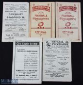 1946-47 Bradford Northern Away Rugby League Programmes (5): Dewsbury creased, Huddersfield Yorkshire