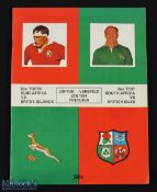 1974 British & I Lions v S Africa Rugby Programme: Large striking example from the Pretoria 2nd