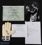Pat Jennings Signed Goalkeeping Adidas Glove and signed Photograph, Arsenal, Tottenham Hotspurs,