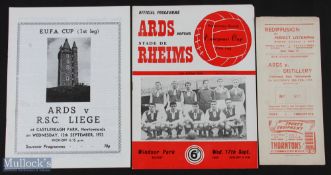 1952/53 Ards v Distillery league programme 28 February 1953, 1958/59 Ards v Rheims European Cup