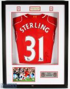 Raheem Sterling 98 Liverpool Home Replica Football Signed No. 31 Shirt in red, with - presented to