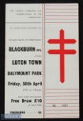 1954 at Dalymount Park, Dublin: Blackburn Rovers v Luton Town football charity match programme 30