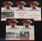 1951/52 Championship season Manchester United home programmes Preston NE, Burnley, Fulham,