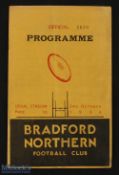 1936-37 Bradford Northern v Huddersfield Rugby League Programme: 3.10.1936, has a vertical crease