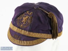1912 Scotland v England Football Cap with wirework embroidered Thistles and Rampant lion, made by
