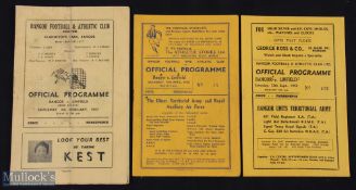 Selection of Bangor (NI) FC home programmes v Linfield 1949/50 1953/54, 1956/57; fair at best (3)