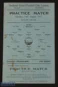 Pre-War 1937/38 Southend Utd public practice match Blues v Reds 14 August 1937, single sheet,