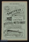 1904/1905 Sheffield Utd v Gresley Rovers Midland League match programme 26 November 1904, 4 pager,