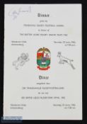 1962 British Lions v South Africa 1st Test Menu: 23rd June, first test: dinner menu signed by Jones,