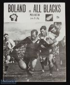 1976 Boland v the NZ All Blacks Rugby Programme: Good example from this hard-fought tour