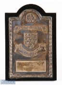 1953/54 Manchester United FA Youth Cup Winners Bakelite plaque, has angled support, to the