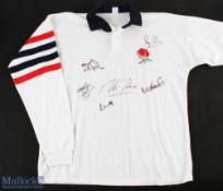 England Rugby Jersey, Multi-signed: With 6 signatures to include Martin Johnson, Neil Back & Lewis