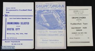 Selection of Drumcondra home match friendlies 1952/53 Huddersfield Town (4 May), 1958/59 Newcastle