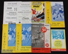 Collection of Sweden international home programmes 1953 France, 1955 Norway, 1956 Denmark, 1957