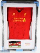 2012/13 Multi-Signed Liverpool FC Home Replica Football Shirt in white, finely presented and