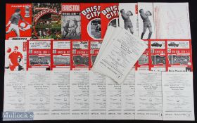 Selection of Bristol City home programmes 1957/58 Rotherham Utd, Bristol Rovers, 1958/59 Fulham,