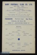 1953/54 Bury 'A' (runners-up) v Manchester United 'A' (league champions Manchester League) game at