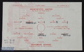 1944/1945 Manchester United v Tranmere Rovers War League North match programme 21 October 1944;