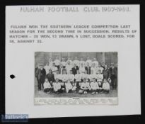 Fulham FC 1907/1908 Postcard featuring the team & officials, Southern League champions; not postally