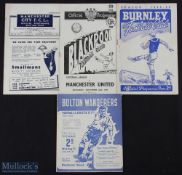 1949/1950 Manchester United Div. 1 away match programmes Bolton Wanderers, Manchester City,