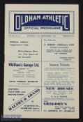 1954/55 Oldham Athletic v Workington Div. 3 (N) match programme Tuesday (afternoon kick-off) 21