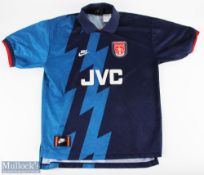 1995-96 Arsenal Nike JVC Away Blue Shirt, short sleeve size L, with slight signs of wear, JVC logo
