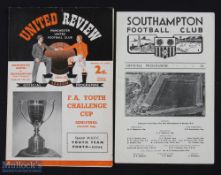 1956/57 FA Youth Cup s/f programmes Manchester United v Southampton (8 April-Saints win 3-2, the 1st
