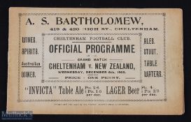 Hugely Rare 1905 Cheltenham v NZ All Blacks Rugby Programme: Magnificent 16pp landscape style
