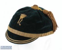 Vintage Christ College Brecon Rugby Honours Cap: In navy with gold braid and tassel and 'Henry VIII'