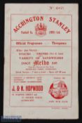1954/55 Accrington Stanley v Third Lanark friendly match programme 21 March 1955, attendance 3,