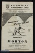 1953/54 Weymouth FC v Morton friendly match programme 30 March 1954; fair at best (1)