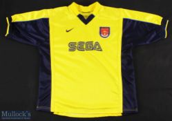 1999-2000 Arsenal London Away Yellow Football Shirt Soccer Jersey by Nike with Dreamcast sponsor,
