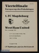 1965/66 European Cup Winners Cup FC Magdeburg v West Ham Utd 2nd leg match programme 16 March