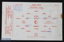 1959/60 Manchester United v Bury, Manchester Senior Cup match programme 20 January 1960, single