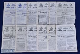 1950-1958 West ham United Homes, 1950-1 Brentford, Sheffield United, 1954-5 Notts County, Derby