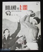 1974 Boland v British & I Lions Rugby Programme: Large detailed issue from the visitors' unbeaten