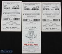 Selection of Gateshead home friendly match programmes v 1960/61 Raith Rovers, Stenhousemuir,