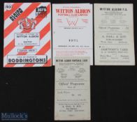 Selection of Witton Albion FC programmes 1947/48 Rhyl (13 December), 1953/54 Nelson (FAC) (21
