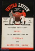 1951/52 Manchester Utd v Hibernian friendly match programme 29 March 1952 at Old Trafford; good. (1)
